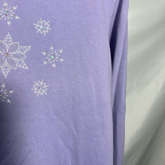 Holiday Tradition Lavender Crewneck Embroidered Snowflake Embellishments - Picture 7 of 9